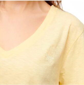 Superdry dames T-shirt met slub-print en reliëf - maat M Geel