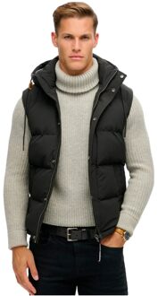 Superdry Everest mouwloze gewatteerde jas voor heren Zwart - XL
