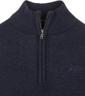 Superdry Henley Essential Half Zip Navy Blauw - 3XL,L,XL,XXL