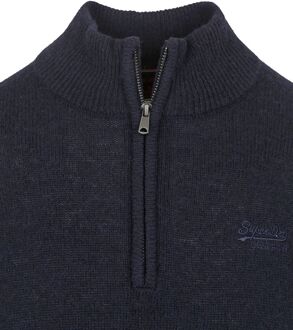 Superdry Henley Essential Half Zip Navy Blauw - 3XL,XXL
