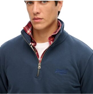 Superdry heren henley trui - maat S Blauw