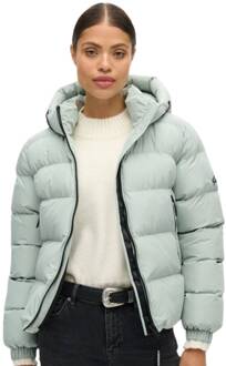 Superdry Hooded Sports Puffer Casual Winterjas Dames L/40 Grijs