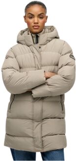 Superdry Hooded Sports Puffer Casual Winterjas Dames M/38 Beige
