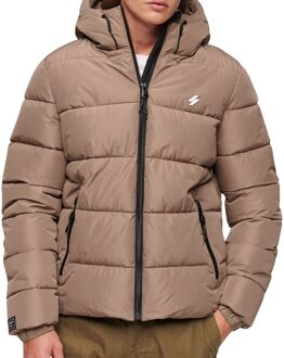 Superdry Hooded Sports Puffer Jas Heren licht bruin - XL