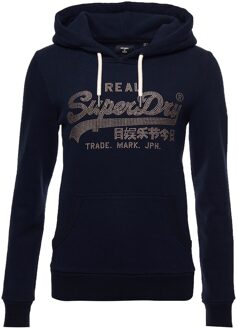Superdry Hoodies Vintage Logo Boho Sparkle Hood Blauw Navy - EU 34 / UK 6