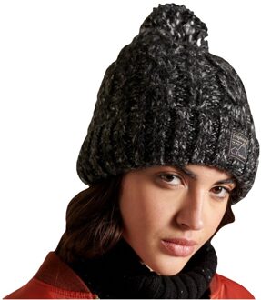 Superdry Kabelbeanie van tweed Zwart - One Size