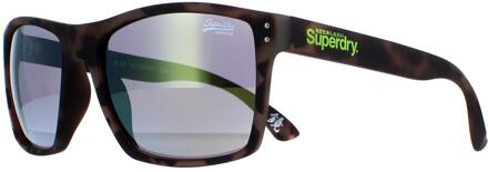 Superdry Kobe SDS 122 mat rubberen tortoise grijs geel flash mirror zonnebril Bruin - One Size
