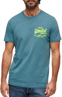 Superdry Neon Vintage Logo Shirt Heren blauw - groen - M