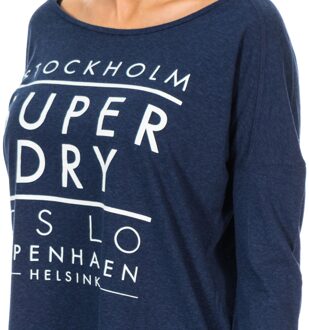 Superdry Nordic Slouch Crew G60119XNS Sweater met 3/4 mouwen voor dames Blauw - 2XS
