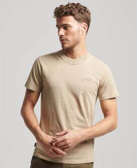 Superdry Organic Cotton Essential Logo T-Shirt Tan Brown Fleck Marl  S Bruin
