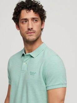 Superdry Piqué Poloshirt Melange Lichtgroen - L,XL,XXL