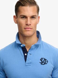 Superdry Polo Piqué Monogram Blauw - 3XL,L,M,XL,XXL