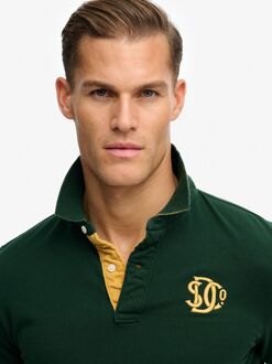 Superdry Polo Piqué Monogram Donkergroen - 3XL,L,M,XL,XXL