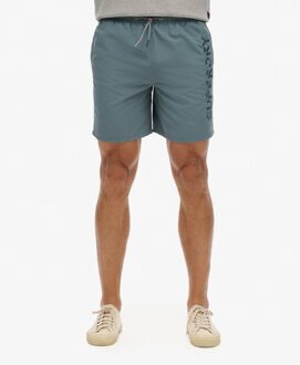 Superdry PREMIUM EMB 17 INCH SWIM SHORT STORMY WEATHER GREY S Grijs