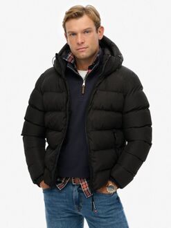 Superdry Pufferjas Hooded Zwart - L,XXL