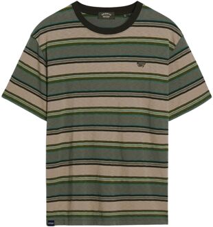 Superdry Relaxed Stripe Shirt Heren groen - lichtbruin - M