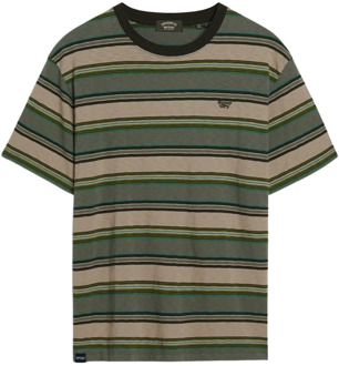 Superdry Relaxed Stripe Shirt Heren groen - lichtbruin