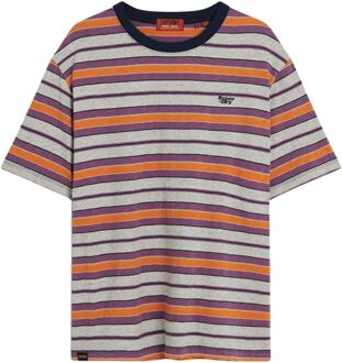 Superdry Relaxed Stripe Shirt Heren lichtgrijs - paars - oranje - M