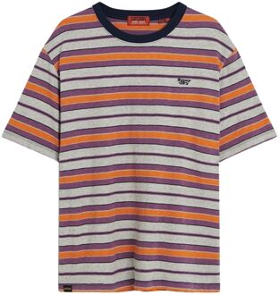 Superdry Relaxed Stripe Shirt Heren lichtgrijs - paars - oranje - M