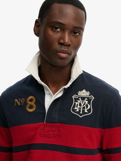 Superdry Rugby Polo Vintage Streep Navy/Rood Donkerblauw - L,M,XL