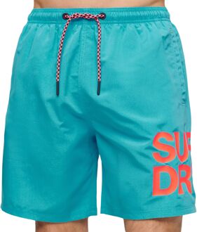 Superdry Sportswear Logo 17" Zwemshort Heren blauw - oranje - M