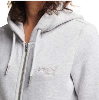 Superdry Sweatvest met capuchon en logoborduring Lichtgrijs - XS