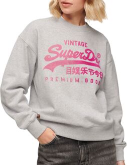 Superdry Tonal Vintage Logo Loose Crew Sweater Dames lichtgrijs - roze - 38