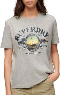 Superdry Travel Souvenir Shirt Dames grijs - zwart - blauw - geel - groen - 42