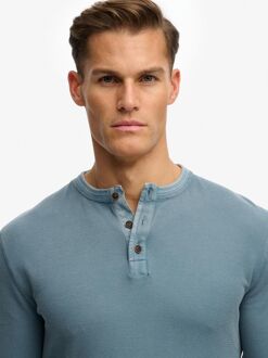 Superdry Trui Henley Textured Blauw - L,M,XL,XXL