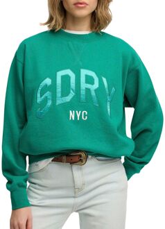 Superdry Varsity Satin Applique Crew Sweater Dames - 10