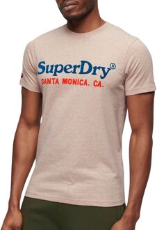 Superdry Venue Duo Logo Shirt Heren beige - blauw - rood - XL