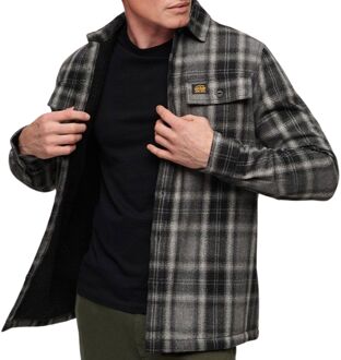 Superdry Wool Miller Overhemd Heren grijs - zwart - wit - XL
