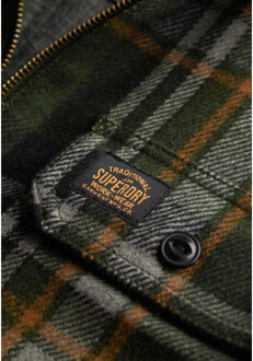 Superdry Wool miller overshirt met rits dessin Groen
