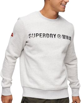 Superdry Workwear Logo Vintage Sweater Heren licht grijs - zwart