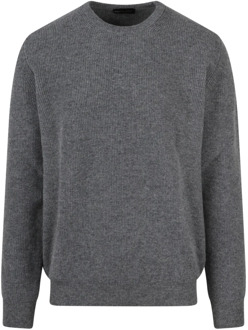 Superfijne Merino Crewneck Sweater Roberto Collina , Gray , Heren - XL
