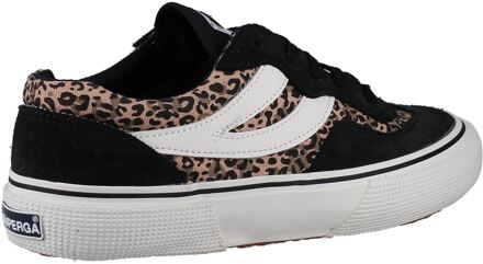 Superga 2941 Revolley Leather Vrouwen Zwart/Micro Luipaard Trainers - EU 36.5 / UK 3.5