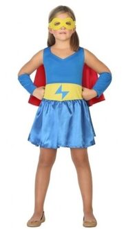 Supergirl Jurk/jurkje Verkleed Kostuum Voor Meisjes 128 (7-9 Jaar) - Carnavalsjurken Multikleur