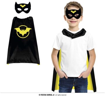 Superhelden verkleedset voor kinderen - zwart - vleermuis - one size - cape/oogmasker - comic/striph