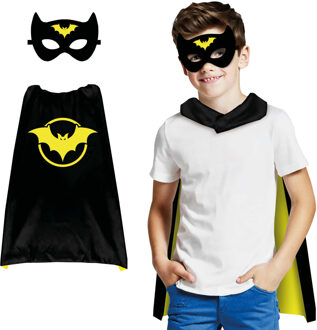 Superhelden verkleedset voor kinderen - zwart - vleermuis - one size - cape/oogmasker - comic/striph