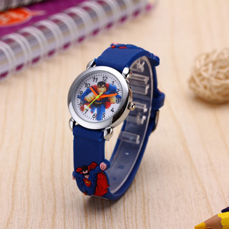 Superman Kids Cartoon Watch for Boys Girls 3D Pattern Silicone Strap Acrylic Dial Children's Quartz Watches Relojes Nino Nina