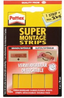 Supermontagestrip Pattex 2kg verwijderbaar 10stuks