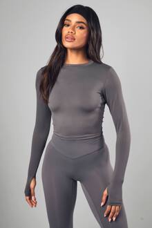 Supersoft Peached Sculpt Long Sleeve Top, Charcoal