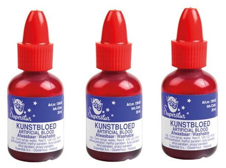 Superstar 3x stuks flesje dik vloeibaar horror nepbloed schmink 20 ml