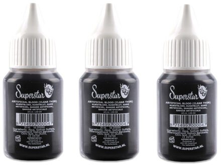 Superstar 3x stuks flesje dun vloeibaar horror nepbloed schmink 20 ml