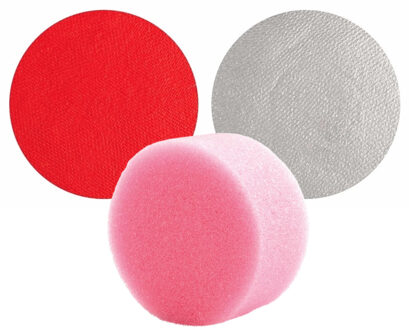 Superstar Carnaval schmink met sponsje - rood/zilver - gezicht/lichaam - 16 ml - kind/volwassenen