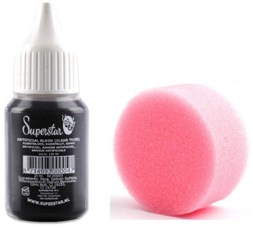 Superstar Flesje dun vloeibaar professioneel horror nepbloed schmink 20 ml met aanbreng sponsje