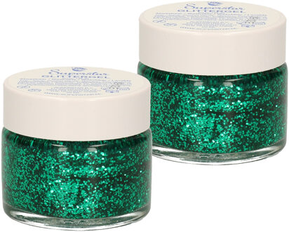 Superstar Glittergel voor lichaam/gezicht en haar - 2x - groen - 15 ml