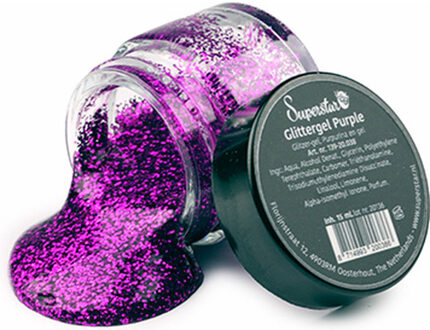 Superstar Glittergel voor lichaam/haar en gezicht - paars - 15 ml