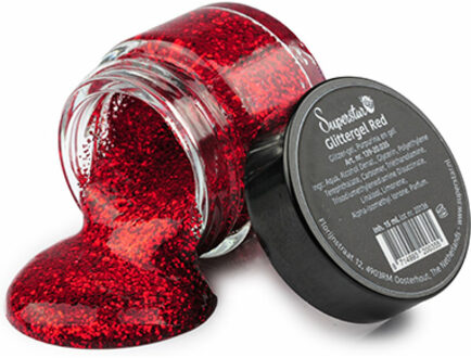 Superstar Glittergel voor lichaam/haar en gezicht - rood - 15 ml