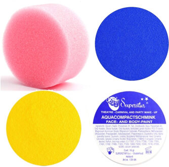 Superstar Landen vlag kleuren schmink set Zweden - Geel en blauw - Met sponsje